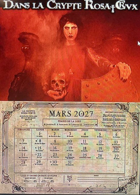 Calendrier 2027 Dans la Crypte Rosa Crux